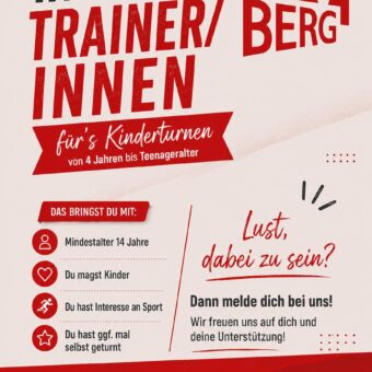Der MTV Berg sucht TrainerInnen fürs Kinderturnen