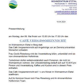 6.5.: Café Vergissmeinnicht