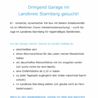 Kleinanzeige: Garage gesucht