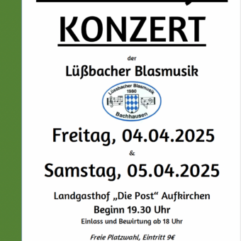 4./5.5.: Frühlingskonzert der Lüßbacher Blasmusik