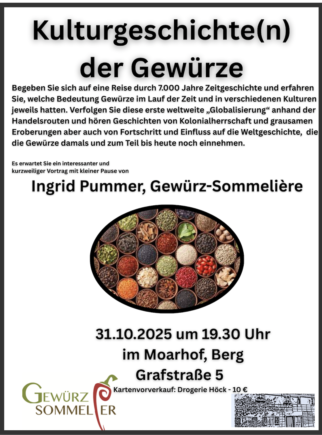 31.10.: Gewürzsommelière im Moarhof 31.10.: Gewürzsommelière im Moarhof