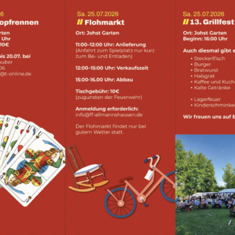 24./25.7.: Schafkopf, Flohmarkt, Grillen bei der FFW Allmannshausen