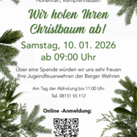 10.1.: Die Jugendfeuerwehren holen Ihren Christbaum ab 10.1.: Die Jugendfeuerwehren holen Ihren Christbaum ab