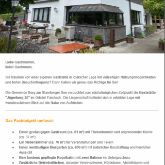 Gaststätte zu verpachten